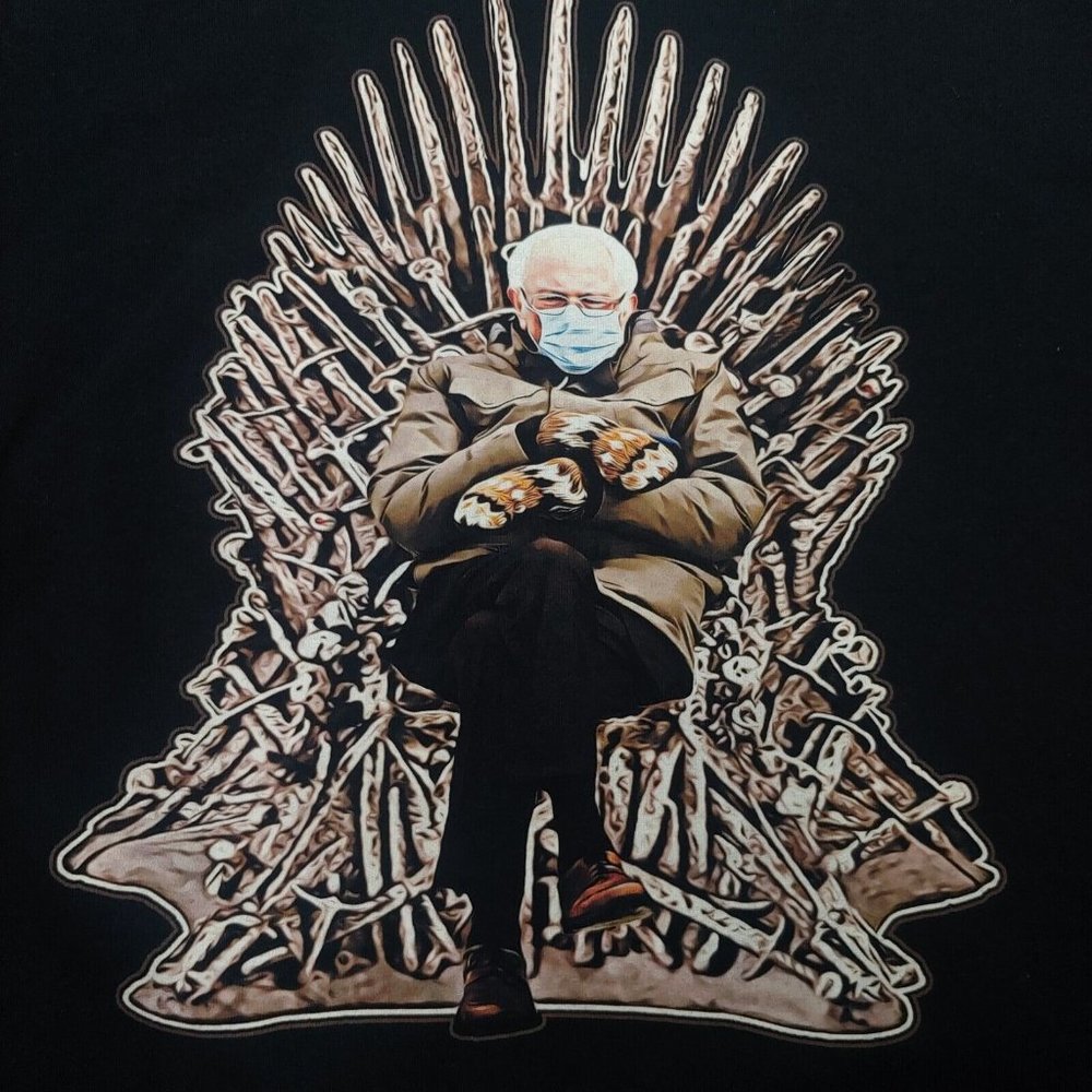 Bernie Sanders On The Iron Throne Game Of Thrones Men XL T Shirt Black Mittens
